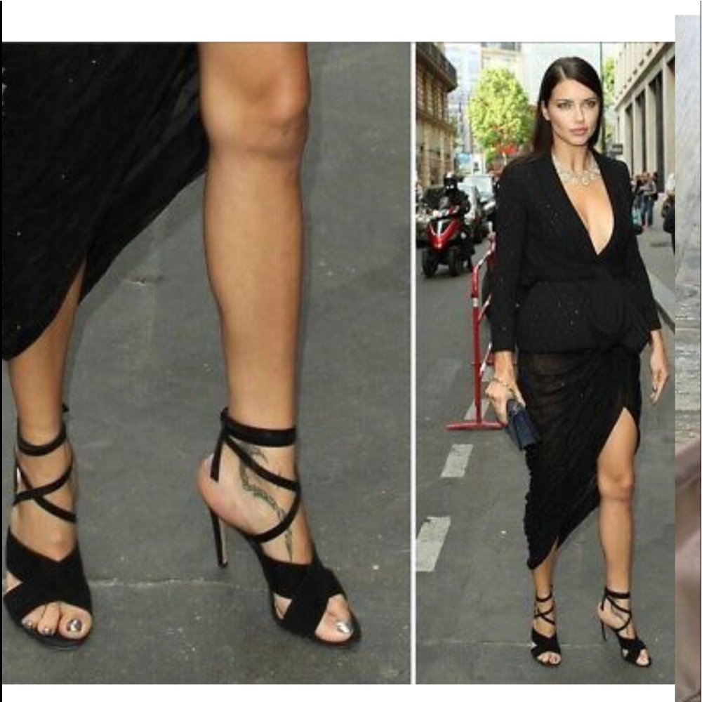 Gianvito Rossi black suede tie up heels size 9